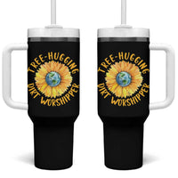Earth Day Tree Hugging Dirt Worshipper Tumbler With Handle Earth Sunflower