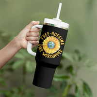 Earth Day Tree Hugging Dirt Worshipper Tumbler With Handle Earth Sunflower