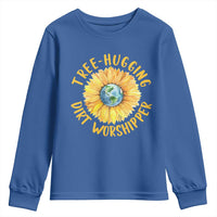 Earth Day Tree Hugging Dirt Worshipper Youth Sweatshirt Earth Sunflower