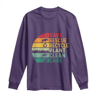 Earth Day Long Sleeve Shirt Save Bees Rescue Animals Recycle Plastic