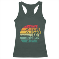 Earth Day Racerback Tank Top Save Bees Rescue Animals Recycle Plastic