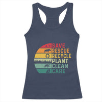 Earth Day Racerback Tank Top Save Bees Rescue Animals Recycle Plastic