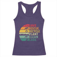 Earth Day Racerback Tank Top Save Bees Rescue Animals Recycle Plastic