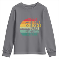 Earth Day Youth Sweatshirt Save Bees Rescue Animals Recycle Plastic