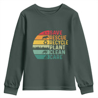 Earth Day Youth Sweatshirt Save Bees Rescue Animals Recycle Plastic
