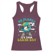 Funny Go Planet It's Your Earth Day Racerback Tank Top Dabbing Earth Flower