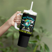 Funny Go Planet It's Your Earth Day Tumbler With Handle Dabbing Earth Flower