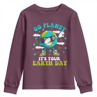 Funny Go Planet It's Your Earth Day Youth Sweatshirt Dabbing Earth Flower