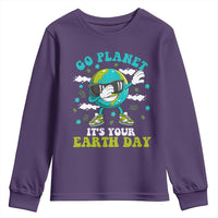 Funny Go Planet It's Your Earth Day Youth Sweatshirt Dabbing Earth Flower