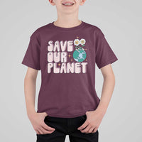 Earth Day Save Our Planet T Shirt For Kid Cute Retro Groove Flower