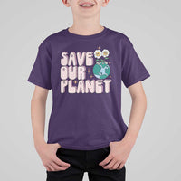 Earth Day Save Our Planet T Shirt For Kid Cute Retro Groove Flower