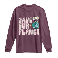 Earth Day Save Our Planet Long Sleeve Shirt Cute Retro Groove Flower
