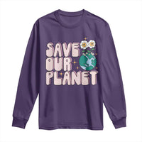 Earth Day Save Our Planet Long Sleeve Shirt Cute Retro Groove Flower