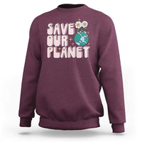 Earth Day Save Our Planet Sweatshirt Cute Retro Groove Flower