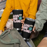 Earth Day Save Our Planet Tumbler Cup Cute Retro Groove Flower
