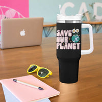 Earth Day Save Our Planet Tumbler With Handle Cute Retro Groove Flower