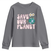 Earth Day Save Our Planet Youth Sweatshirt Cute Retro Groove Flower