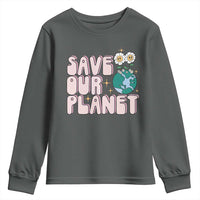 Earth Day Save Our Planet Youth Sweatshirt Cute Retro Groove Flower