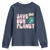 Earth Day Save Our Planet Youth Sweatshirt Cute Retro Groove Flower