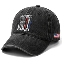 Proud Air Force Dad Washed Cotton Baseball Cap Military Army Father Vintage American Flag