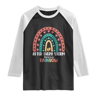 After Every Storm There Is A Rainbow Raglan Shirt Pregnancy Announcement