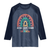 After Every Storm There Is A Rainbow Raglan Shirt Pregnancy Announcement