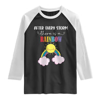 After Every Storm There Is A Rainbow Raglan Shirt Sentimental Pregnancy Announcement