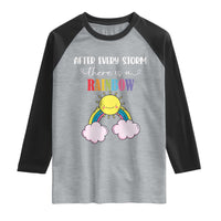 After Every Storm There Is A Rainbow Raglan Shirt Sentimental Pregnancy Announcement