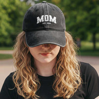 Mom Est 2026 Washed Cotton Baseball Cap Promoted To Mommy Mother's Day
