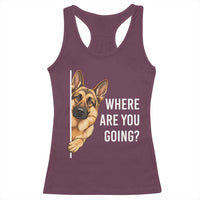 Where are You Going Funny German Shepherd Dog Racerback Tank Top