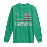 ER Nurse Emegency Department Long Sleeve Shirt Vintage American Flag Healthcare Nursing