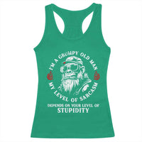 I Am A Grumpy Old Man My Level Of Sarcasm Depends On Your Level Of Stupidity Racerback Tank Top Funny Old Bigfoot