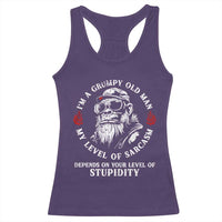 I Am A Grumpy Old Man My Level Of Sarcasm Depends On Your Level Of Stupidity Racerback Tank Top Funny Old Bigfoot