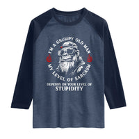 I Am A Grumpy Old Man My Level Of Sarcasm Depends On Your Level Of Stupidity Raglan Shirt Funny Old Bigfoot