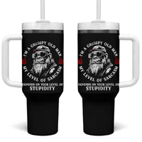 I Am A Grumpy Old Man My Level Of Sarcasm Depends On Your Level Of Stupidity Tumbler With Handle Funny Old Bigfoot