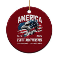America 250th Anniversary Ceramic Ornament USA Patriotic Eagle 1776 2026 Independence Freedom Pride
