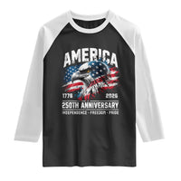 America 250th Anniversary Raglan Shirt USA Patriotic Eagle 1776 2026 Independence Freedom Pride