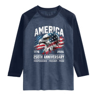 America 250th Anniversary Raglan Shirt USA Patriotic Eagle 1776 2026 Independence Freedom Pride
