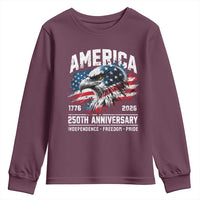 America 250th Anniversary Youth Sweatshirt USA Patriotic Eagle 1776 2026 Independence Freedom Pride