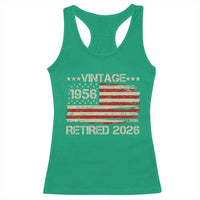 70th Birthday Retirement Racerback Tank Top Vintage 1956 Retired 2026 American Flag
