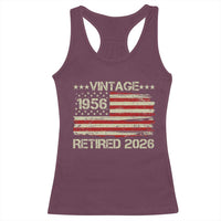 70th Birthday Retirement Racerback Tank Top Vintage 1956 Retired 2026 American Flag