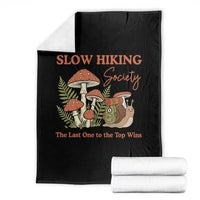 Slow Hiking Society The Last One to The Top Wins Throw Blanket Funny Snail Mountaineering