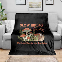Slow Hiking Society The Last One to The Top Wins Throw Blanket Funny Snail Mountaineering