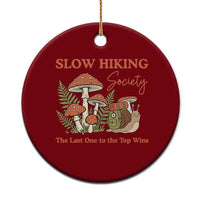 Slow Hiking Society The Last One to The Top Wins Ceramic Ornament Funny Snail Mountaineering