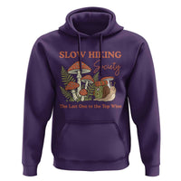 Slow Hiking Society The Last One to The Top Wins Hoodie Funny Snail Mountaineering