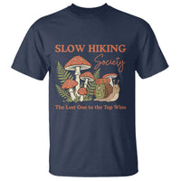 Slow Hiking Society The Last One to The Top Wins T Shirt Funny Snail Mountaineering