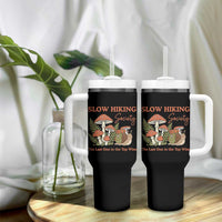 Slow Hiking Society The Last One to The Top Wins Tumbler With Handle Funny Snail Mountaineering
