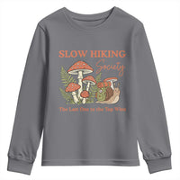 Slow Hiking Society The Last One to The Top Wins Youth Sweatshirt Funny Snail Mountaineering