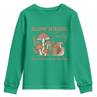 Slow Hiking Society The Last One to The Top Wins Youth Sweatshirt Funny Snail Mountaineering