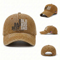 Bold Badass Best Dad Washed Cotton Baseball Cap Funny Old Ass Father Gag Gift
